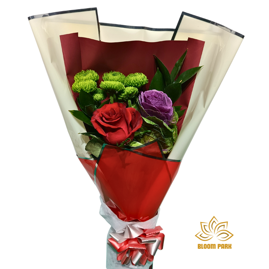 Vibrant Red & Green Celebration Bouquet