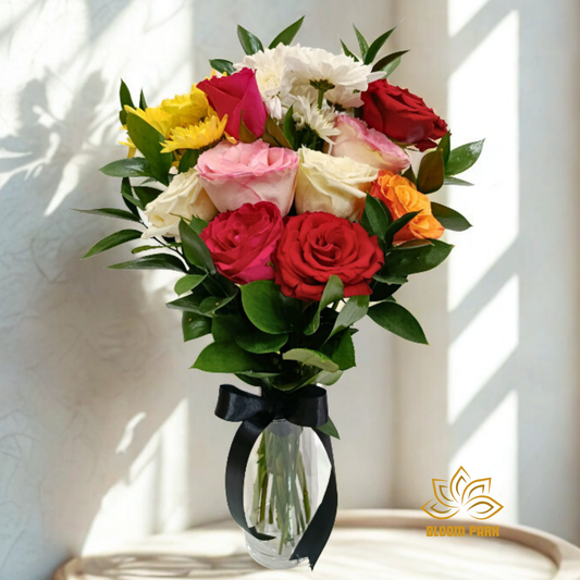 Rose & Chrysanthemum Vase Arrangement