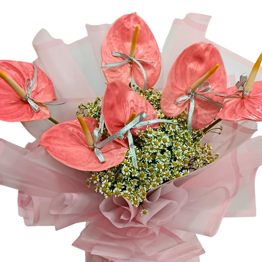 Peach Anthurium Hand Bouquet