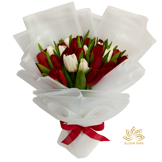 Red & White Tulip Bouquet