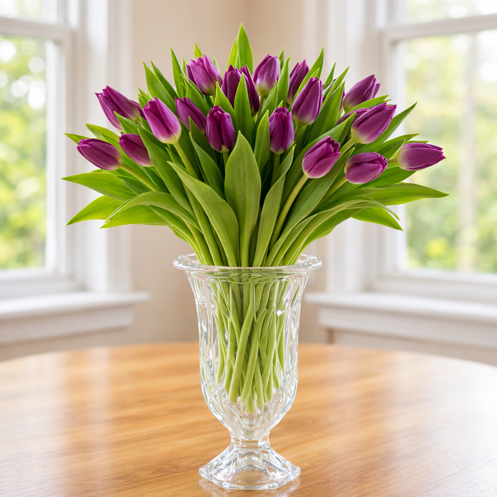 Purple Tulip Vase Arrangement