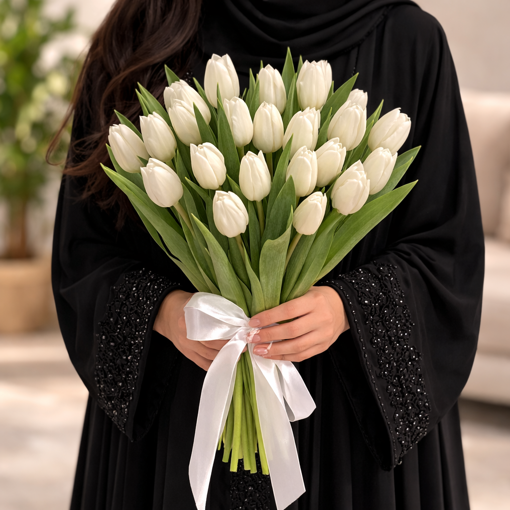White Tulip Hand Bouquet