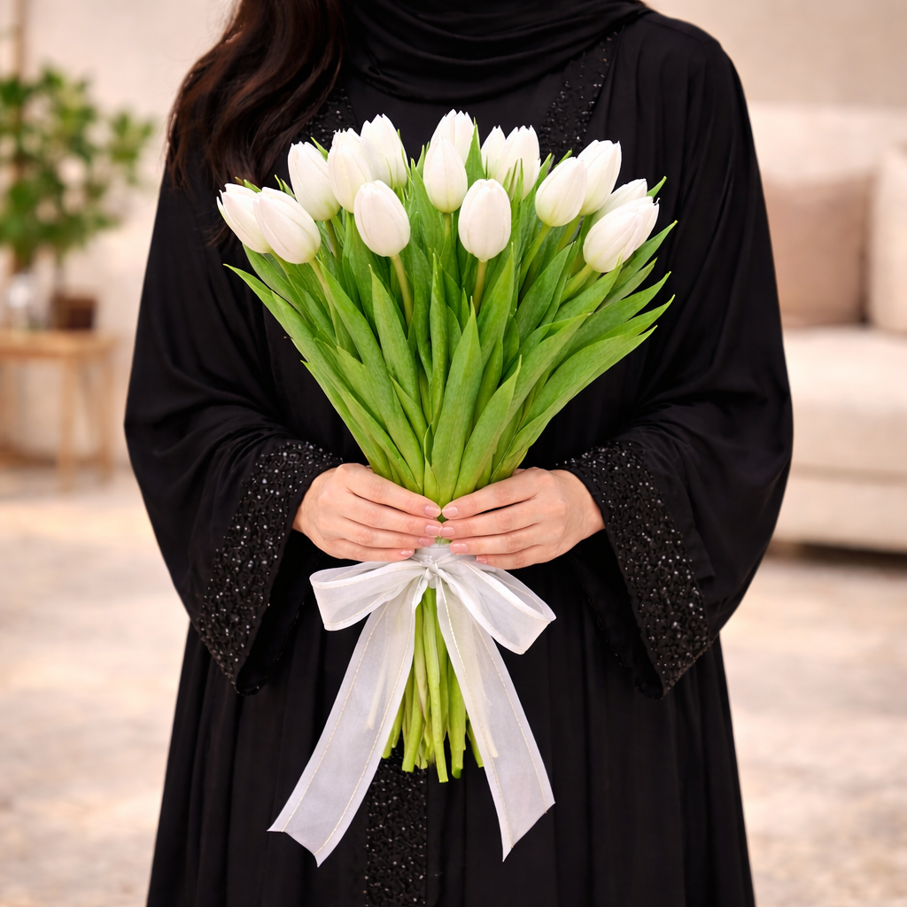 White Tulip Hand Bouquet