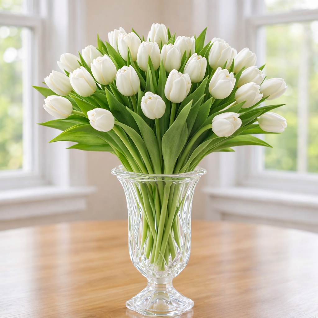 White Tulip Vase Arrangement
