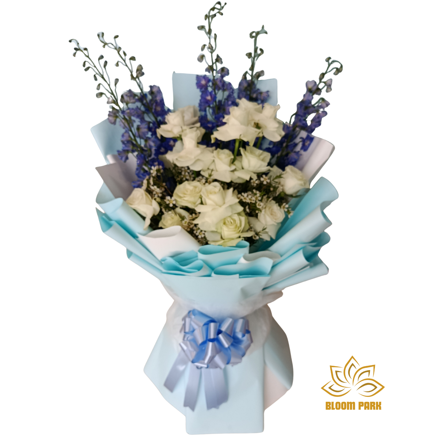 Serenity Blue & White Rose Bouquet