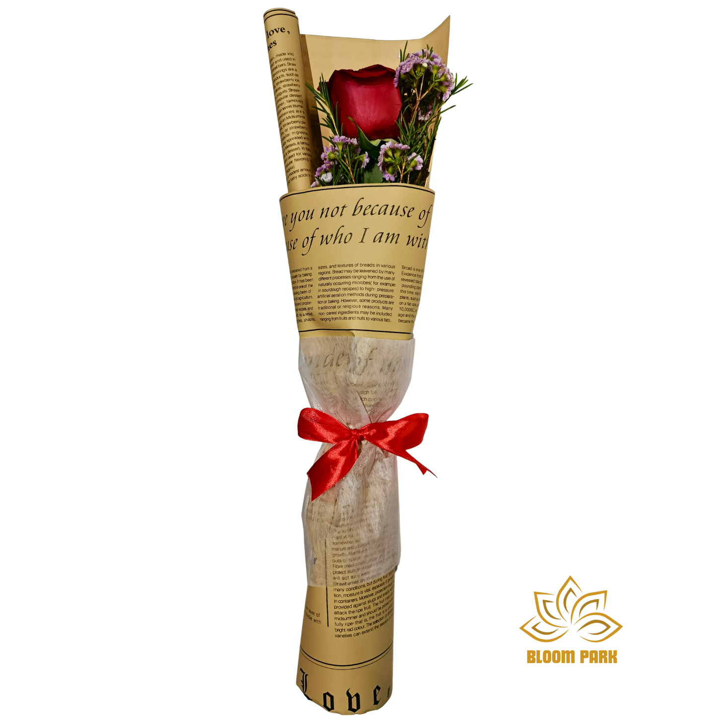 Classic Single Red Rose Message Bouquet