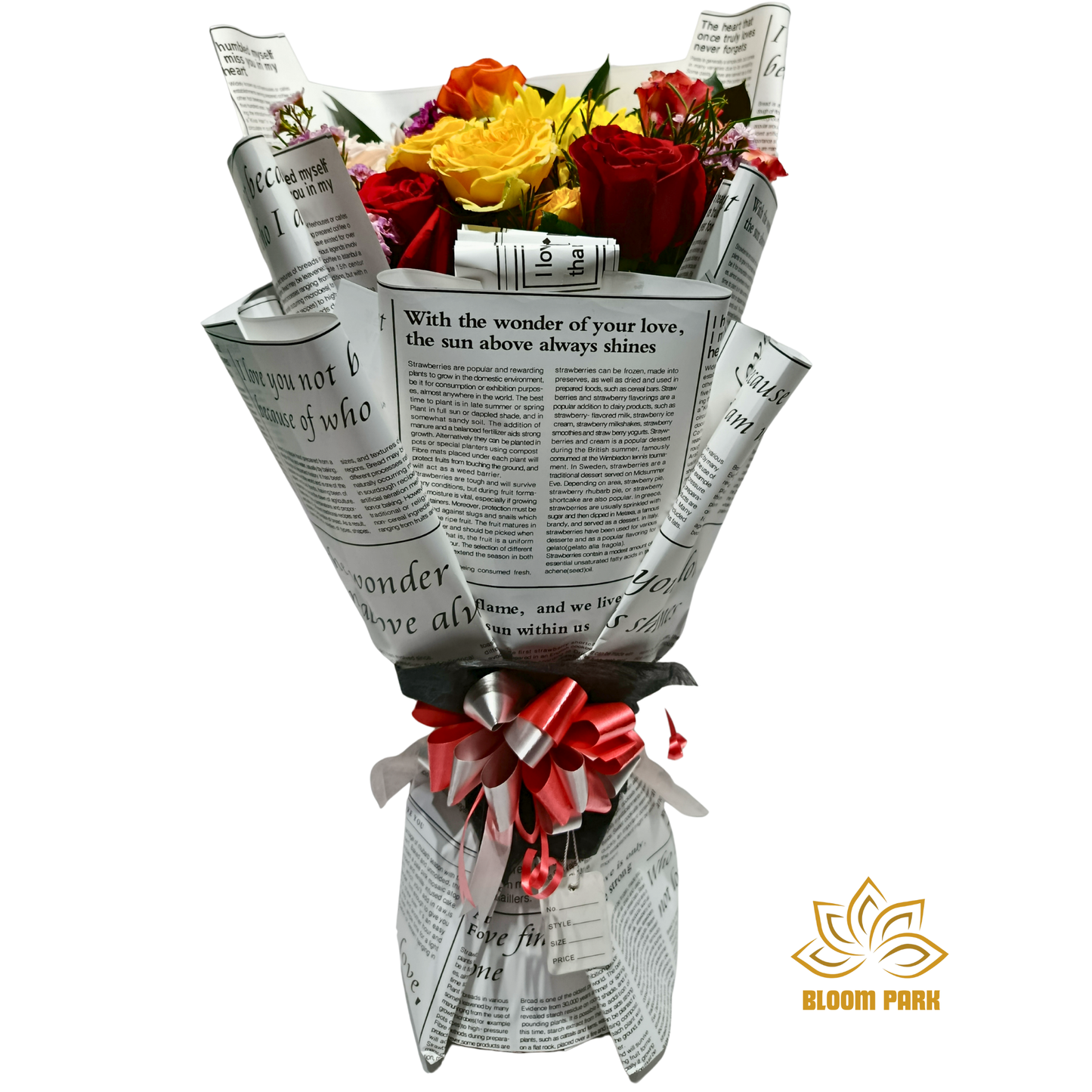 Rainbow Rose & Chrysanthemum Newspaper Bouquet