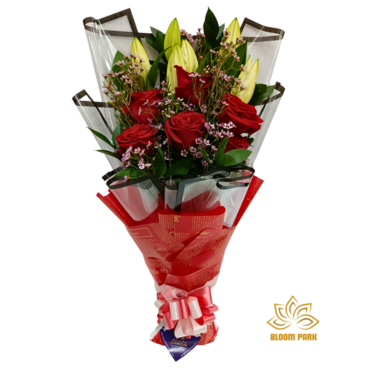 Passion Red Rose & Lily Hand Bouquet