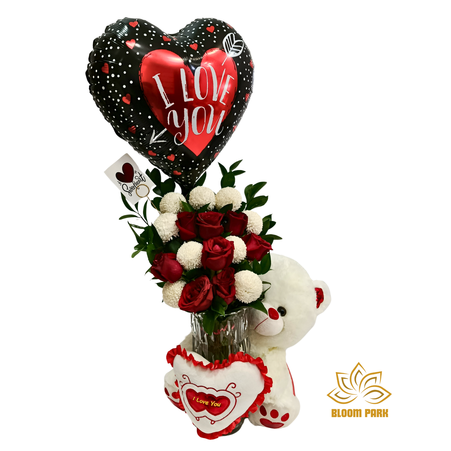 Romantic Balloon, Roses & Teddy Gift Set