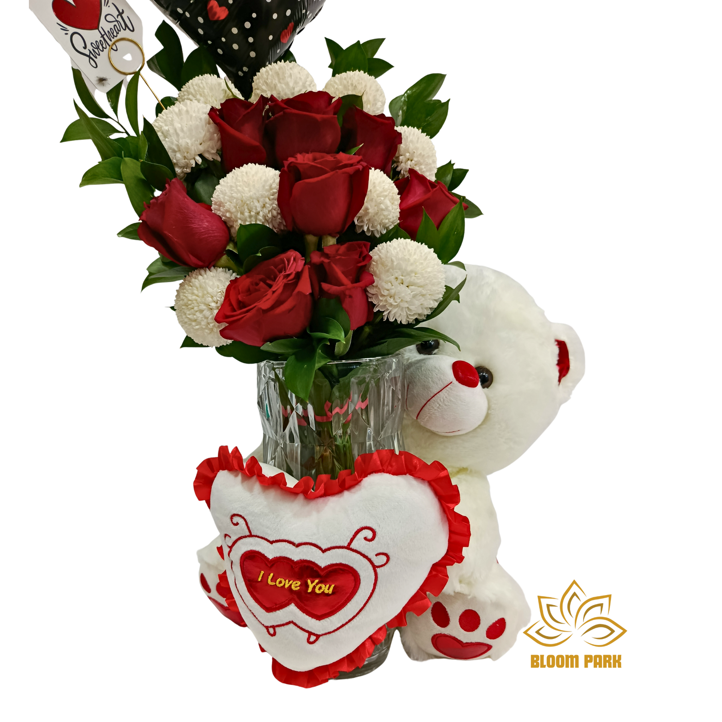 Romantic Balloon, Roses & Teddy Gift Set