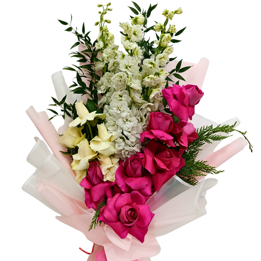 Blush Elegance Pink Rose & Stock Bouquet