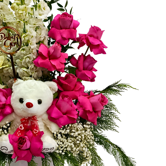Baby Girl Rose Box Arrangement