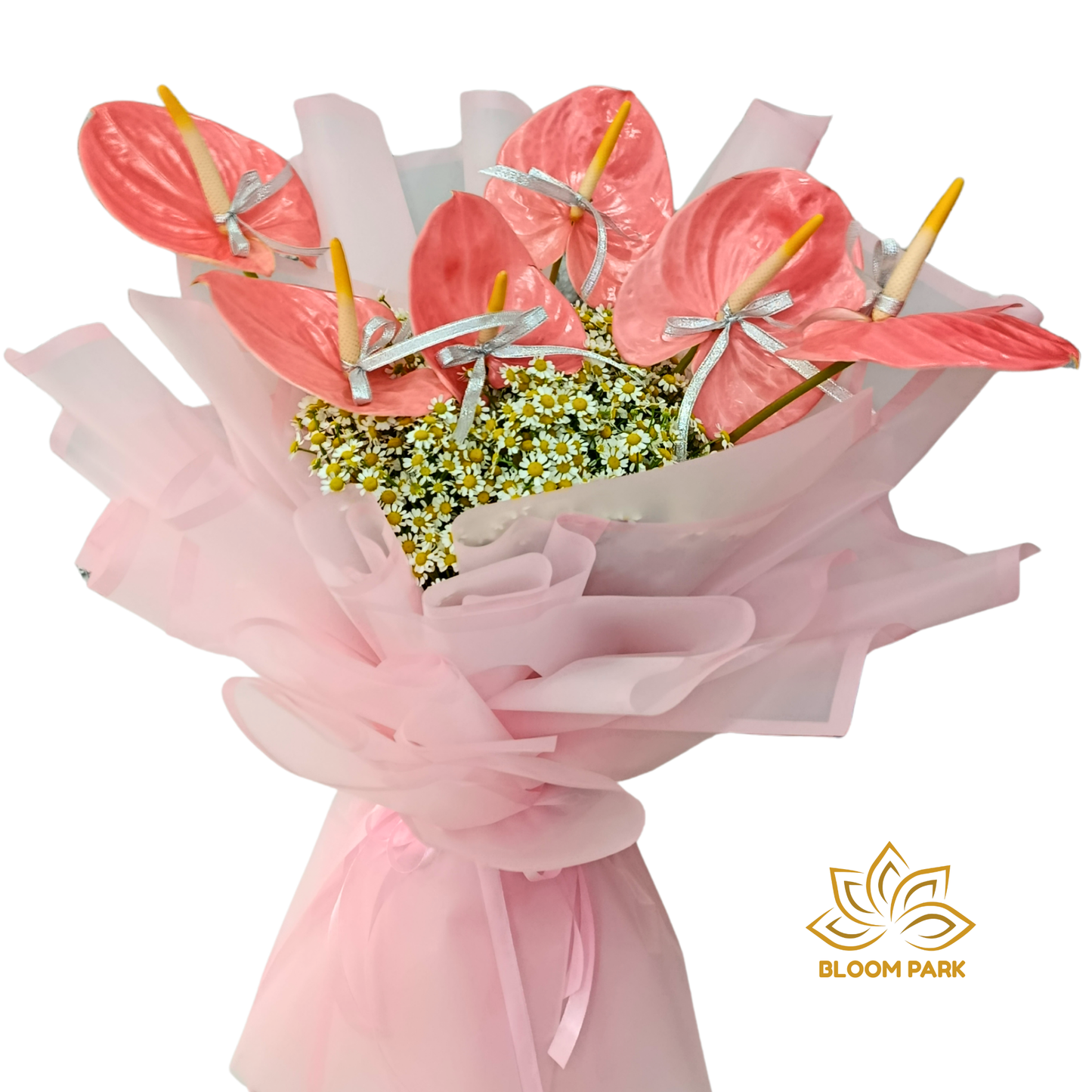 Peach Anthurium Hand Bouquet