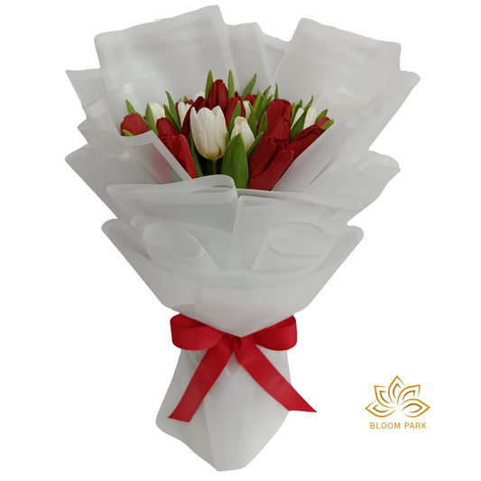 Red & White Tulip Bouquet