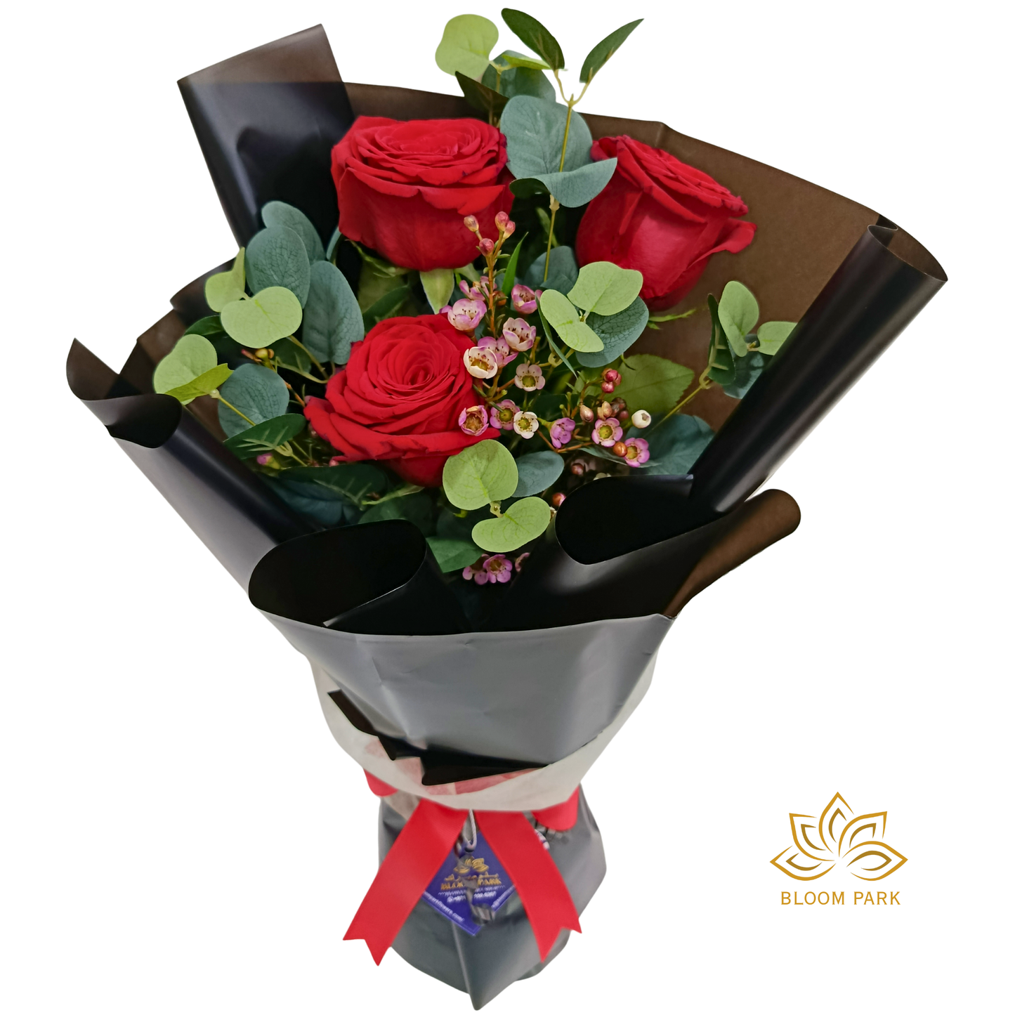 Elegant Red Rose Trio Bouquet