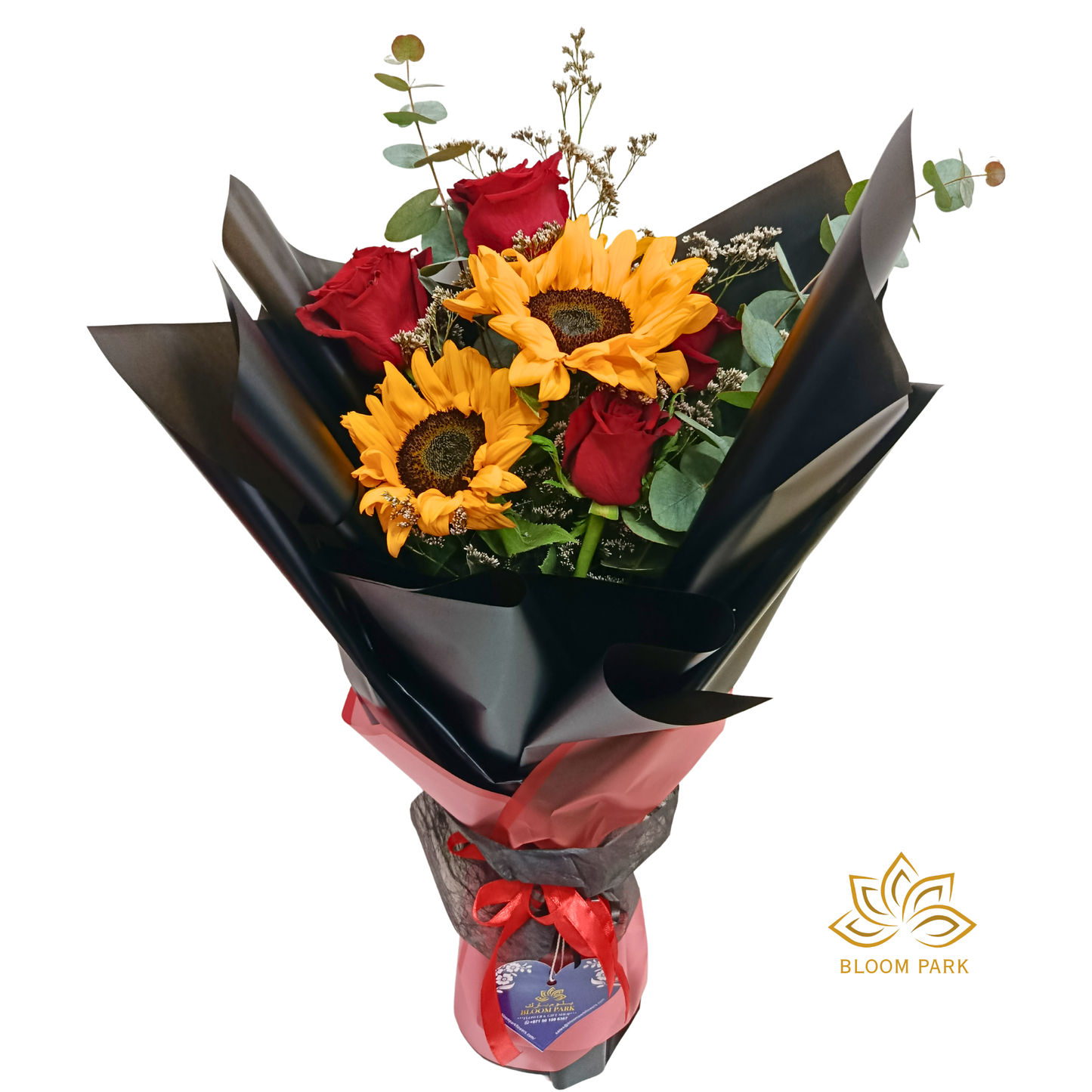 Sunflower & Red Rose Glow Bouquet