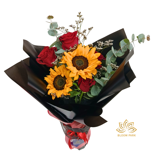 Sunflower & Red Rose Glow Bouquet