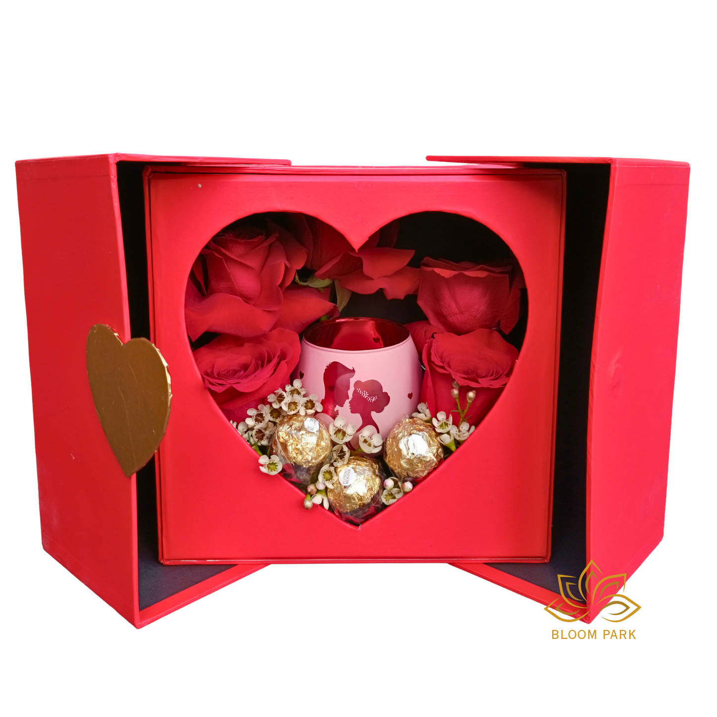 Valentine Heart Box with Roses & Chocolates