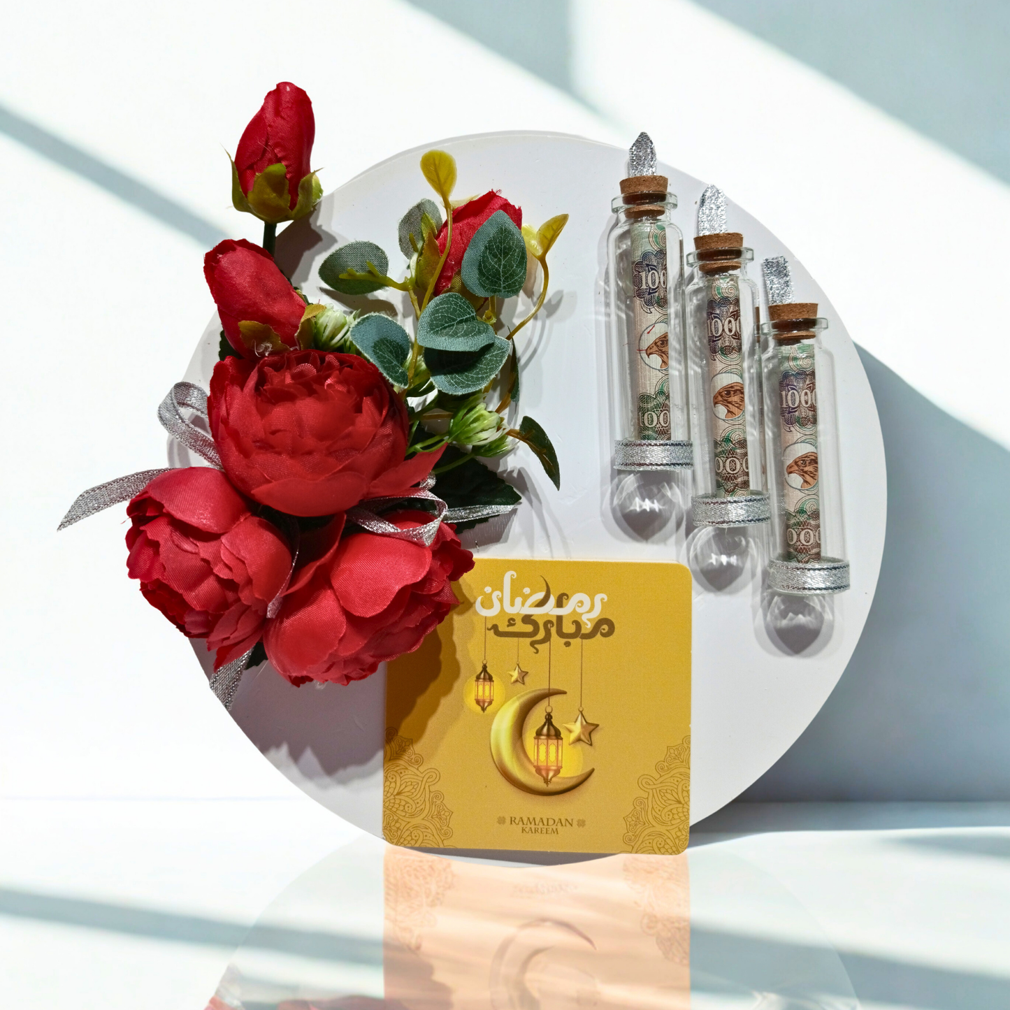 Ramadan Kareem Artificial Red Rose Money Gift Board