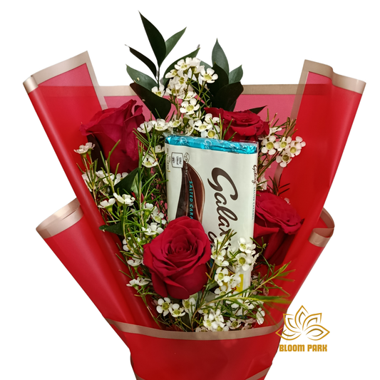 Sweet Romance Red Rose & Chocolate Bouquet