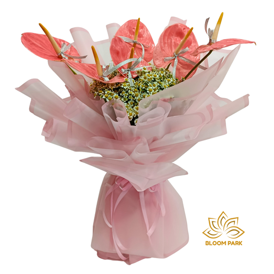 Peach Anthurium Hand Bouquet