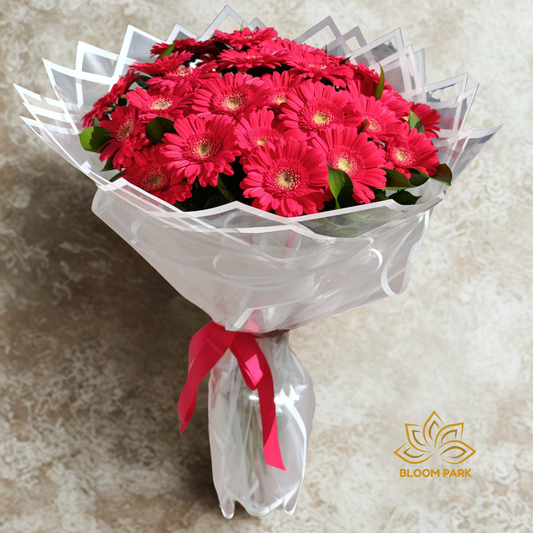 Hot Pink Gerbera Delight Hand Bouquet