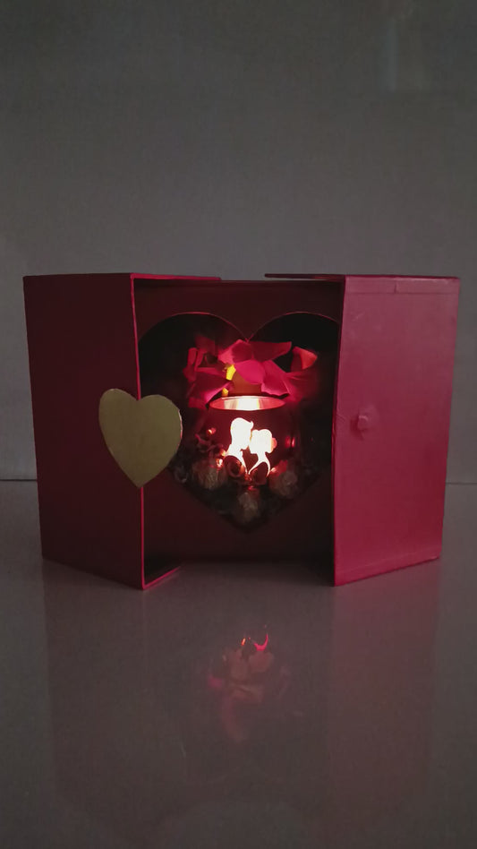 Valentine Heart Box with Roses & Chocolates