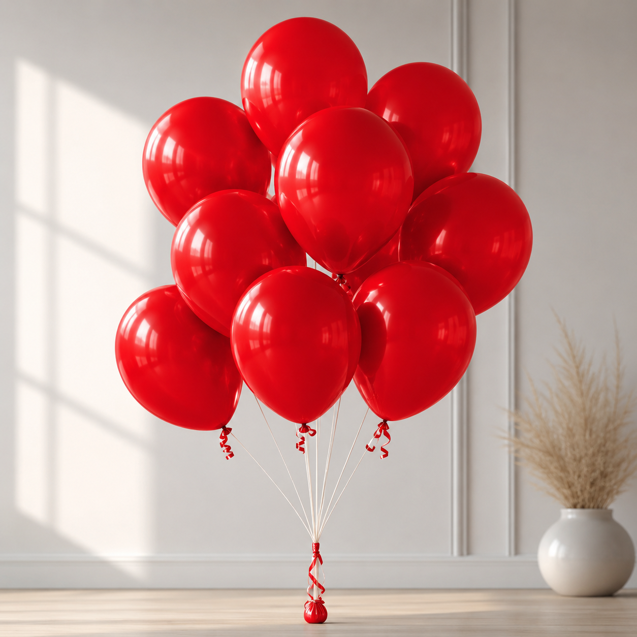 Bunch of red balloons tied together, delivery Dubai, online balloons 